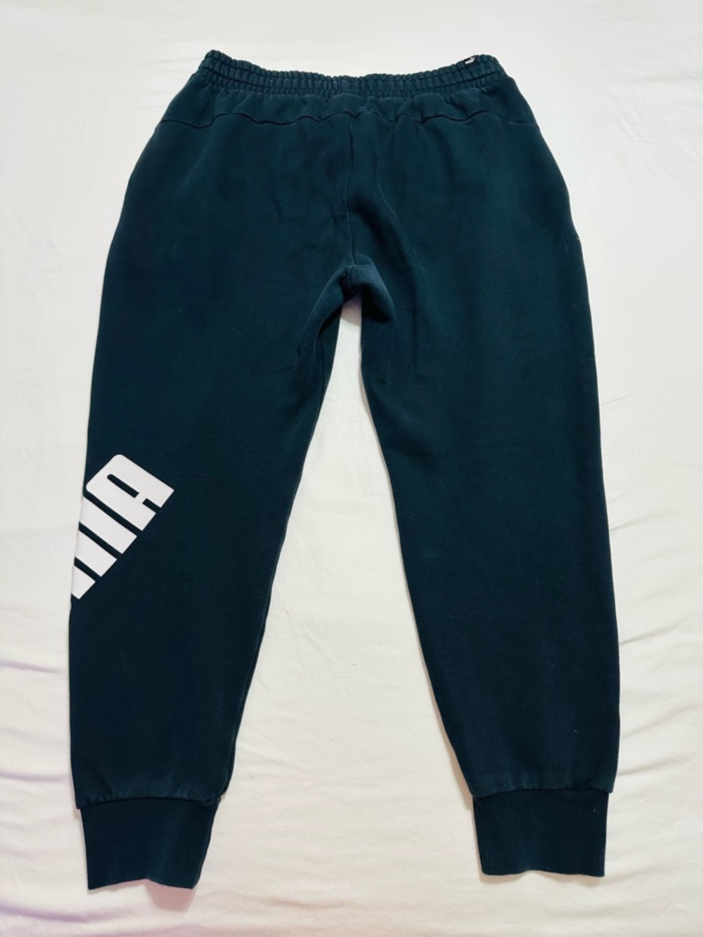 PUMA BLACK JOGGER SWEATPANTS MENS SIZE L LARGE TAPERED WHITE ATHLETIC PUMA LOGO - Picture 3 of 9